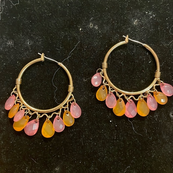 1.75” gold plated hypoallergenic Cleopatra open hoop latch back earrings - Picture 1 of 12